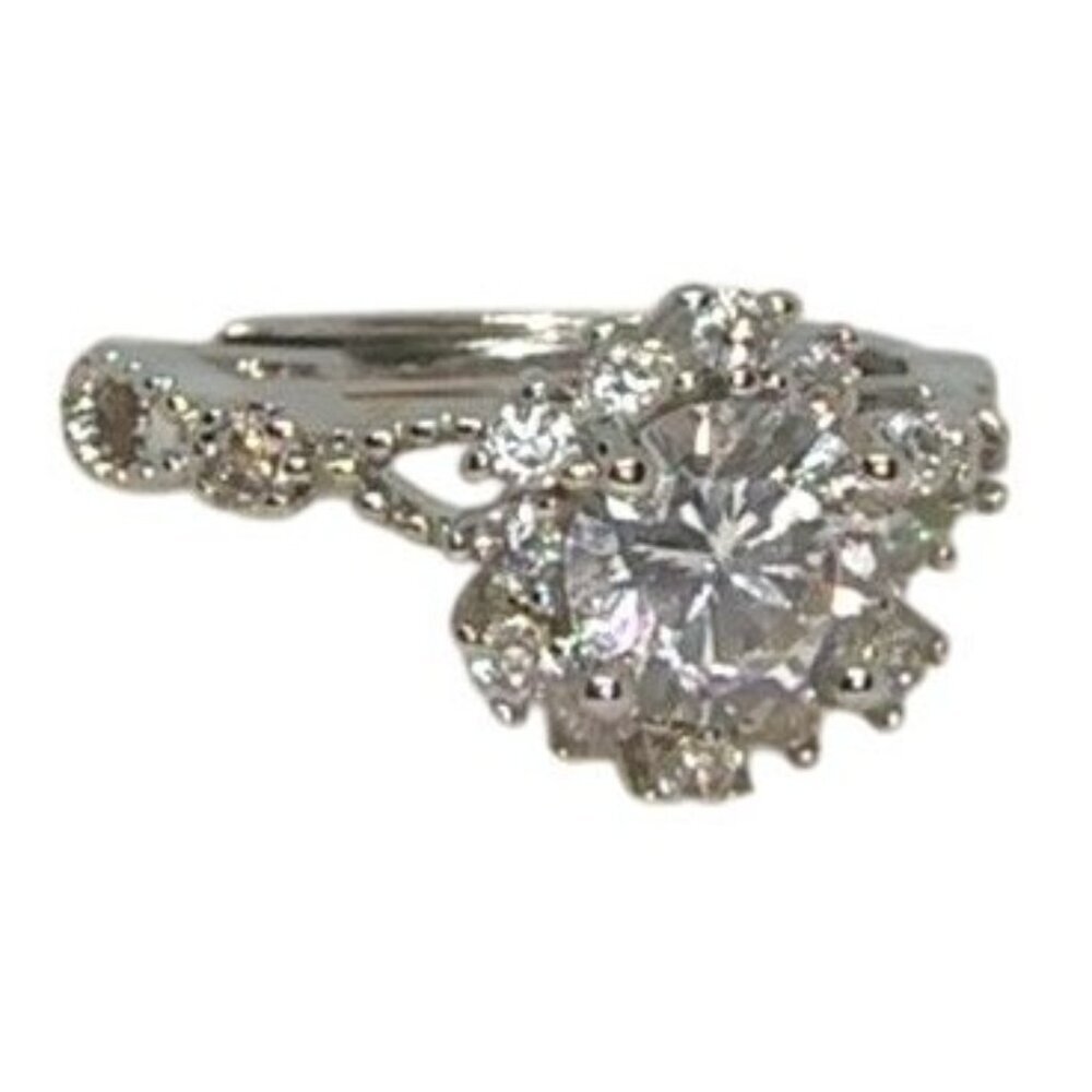 Silver Ring with Moissanite and Diamond Simulate - Picture 5 of 5